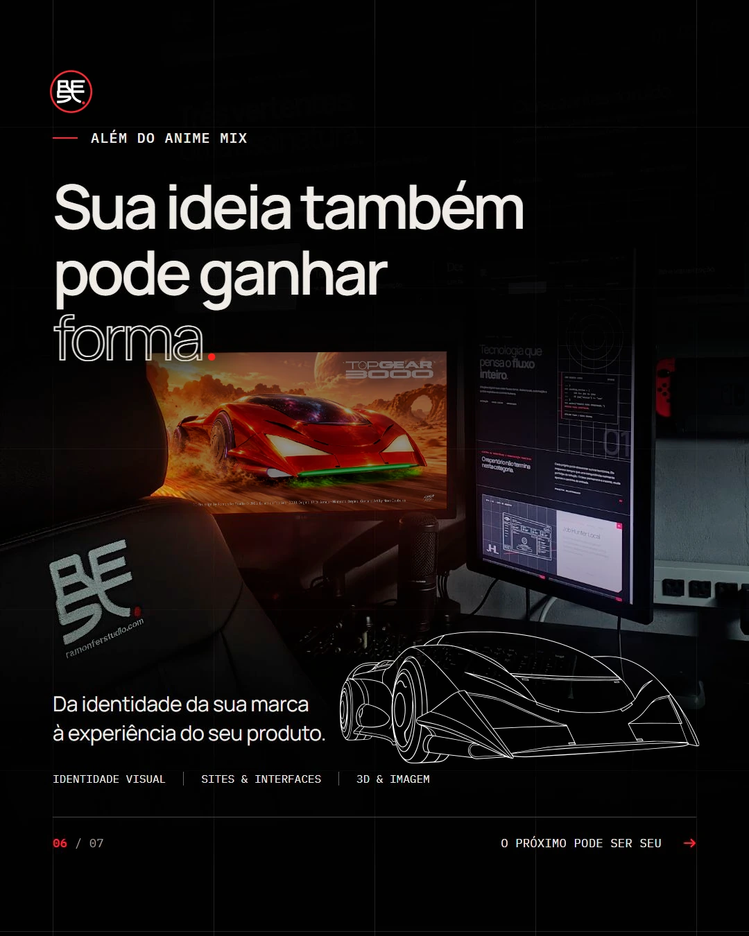 Trabalhos do estúdio com interfaces e um carro em 3D: sua ideia também pode ganhar forma