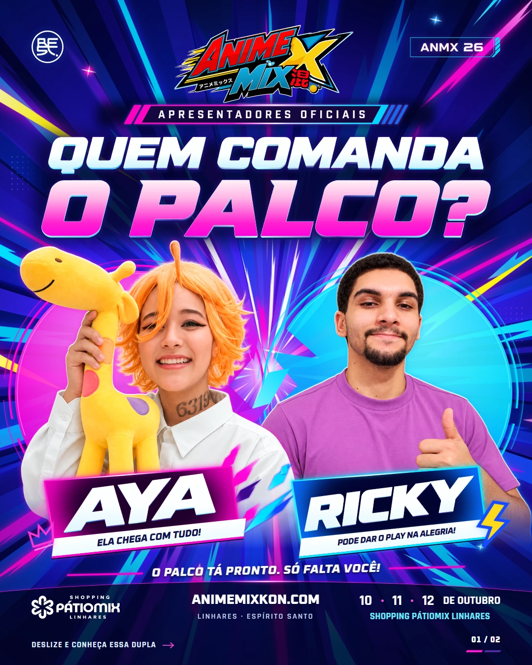 Aya e Ricky: quem comanda o palco do AnimeMix 2026